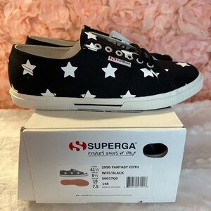 NIB Superga Black & White Star Fantasy Sneakers - Size 10/41.5